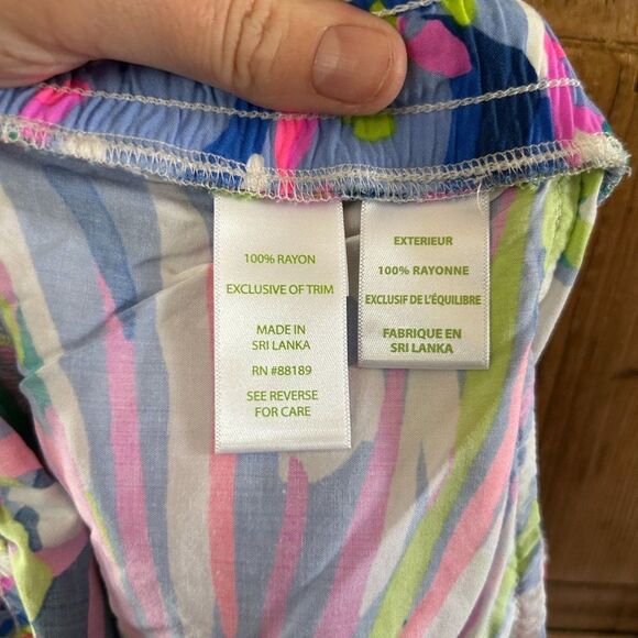 Lilly Pulitzer XXS Shorts‎ Blue Pink Green Floral Pockets Drawstring - Picture 10 of 11